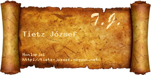 Tietz József névjegykártya